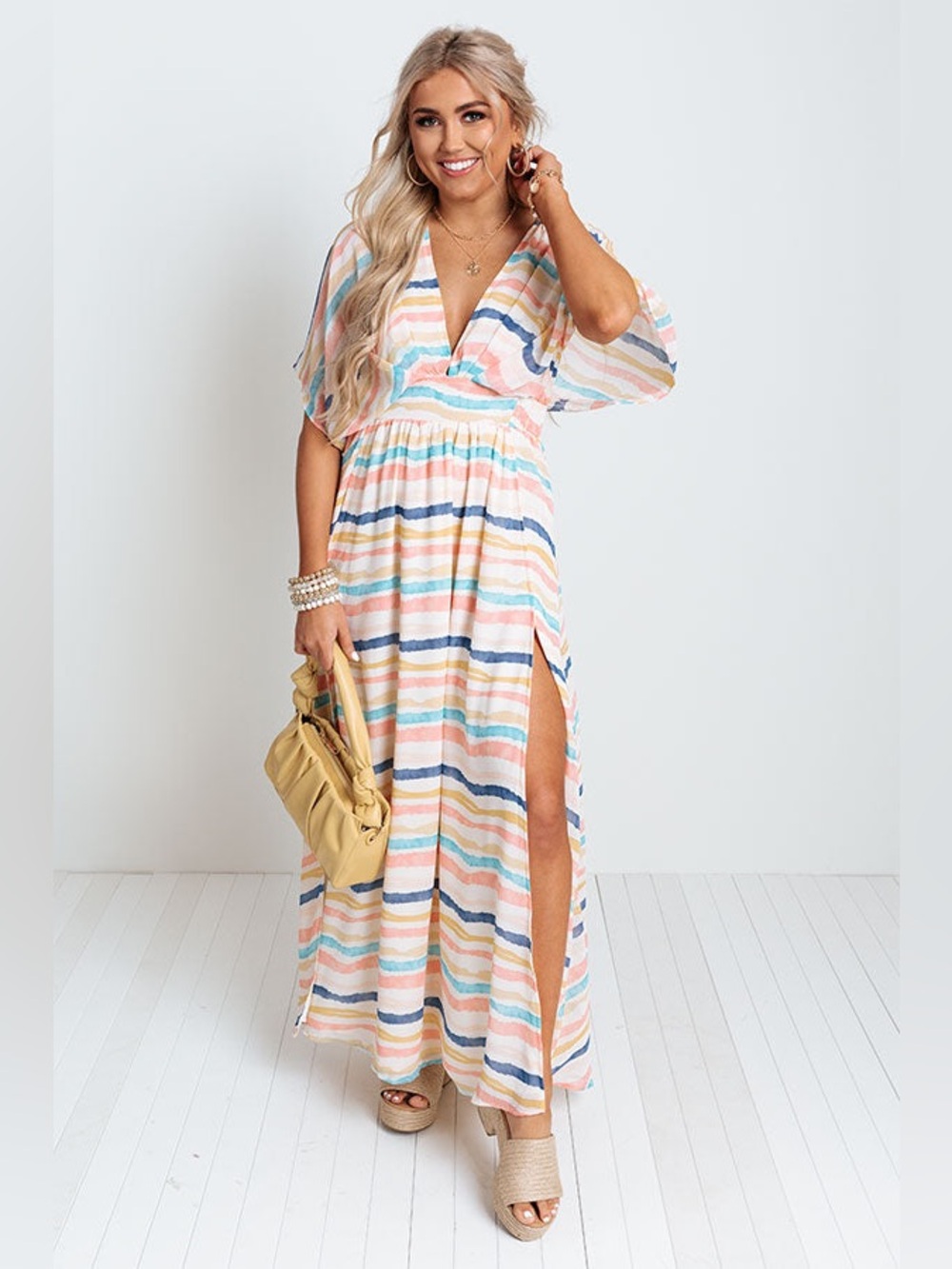 Buddy Love Pastel Stripe Maxi Dress S EUC